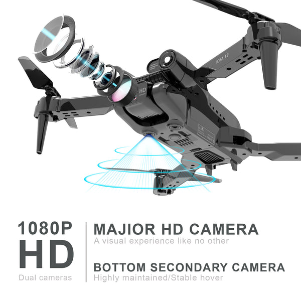  le-idea 12Pro Brushless Motor Drone, 4K Adjustable Camera Drone  for Adults Max 40km/h Bottom Camera Optical Flow Positioning 5G WiFi FPV  Quadcopter for Beginners 2 Batteries : Toys & Games