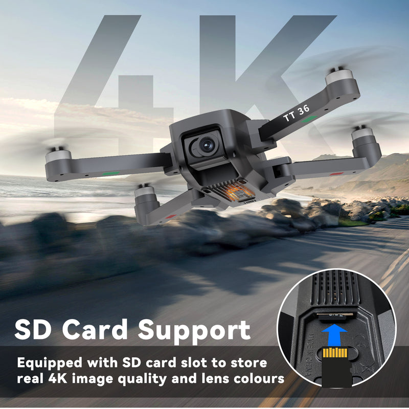 IDEA36 Drone con Camera 4K, Scheda SD con Motori Brushless Droni con Camera per Adulti 4K, Posizionamento Ottico in Streaming, Trasmissione WiFi 5G, Droni GPS Seguimi