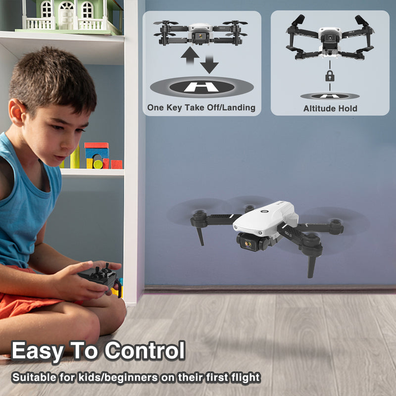 IDEA10 Mini Drone with Camera, 2 Cameras FPV Foldable Drones, 720P HD RC Quadcopters with Optical Flow Positioning Helicopter for Beginners, 3D Flips, 2 Batteries