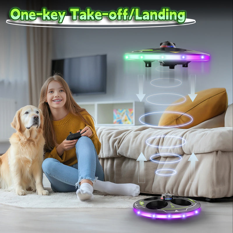 Tolatoyus IDEA17 UFO Drone for Beginners: Light Show, Adjustable Obstacle Avoidance, Dual Batteries & User-Friendly Features