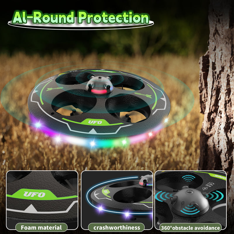 Tolatoyus IDEA17 UFO Drone for Beginners: Light Show, Adjustable Obstacle Avoidance, Dual Batteries & User-Friendly Features