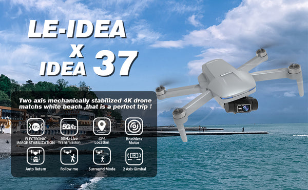 Ultralight IDEA37 EIS Anti-shake 4K camera 2-axis gimbal brushless motor GPS drone with optical flow positioning,2 batteries