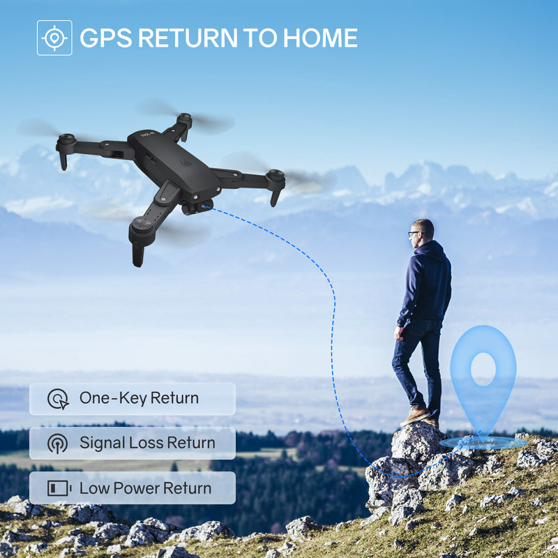 IDEA33 GPS Drone with 4K Adjustable Camera, Professional Foldable RC Quadcopter 5 GHz WIFI FPV, Optical Stream Positioning, Brushless Motor, for Beginners/Adults, 2 Batteries（36 minutes）